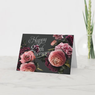 Elegant Floral-25th Wedding Anniversary  Card
