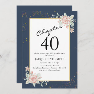 Elegant Floral 40th birthday Invitation