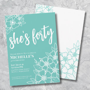 Elegant Floral 40th Birthday Party Invitation