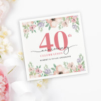 Elegant Floral 40th Wedding Anniversary