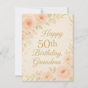 Elegant Floral 50th grandma birthday card 
