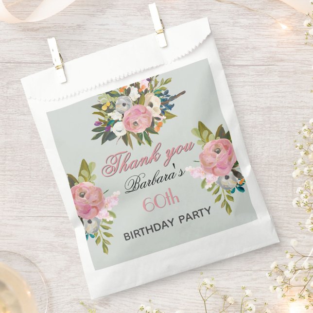 Elegant Floral 60th Birthday  Favour Bag (Creator Uploaded)