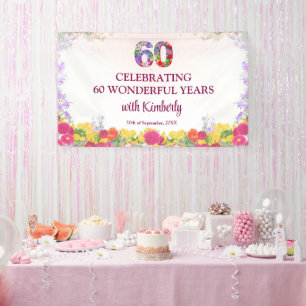 Elegant Floral 60th Birthday Party / 60 Years Banner