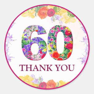 Elegant Floral 60th Birthday Party / 60 Years Classic Round Sticker