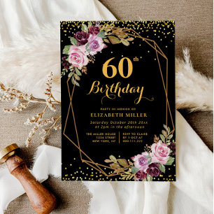elegant floral 60th birthday party invitation