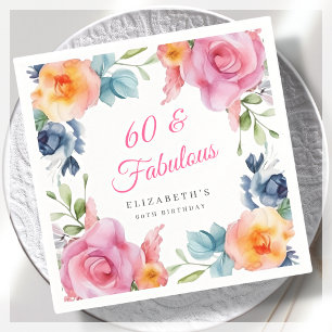 Elegant Floral 60th Birthday Party  Napkin