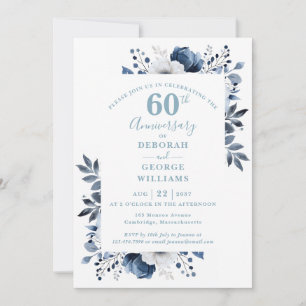 Elegant Floral 60th Diamond Wedding Anniversary  Invitation