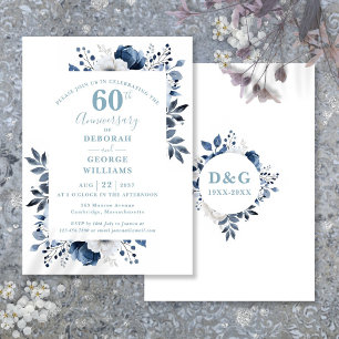 Elegant Floral 60th Diamond Wedding Anniversary Invitation