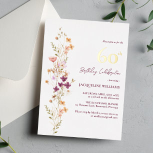Elegant Floral 60th Wildflower Boho Birthday