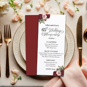 Elegant Floral 65th Wedding Anniversary Menu