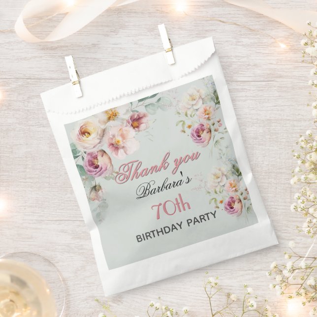 *Elegant Floral 70th Birthday  Favour Bag (Clipped)