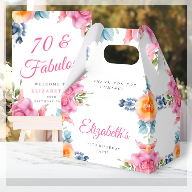 Elegant Floral 70th Birthday Favour Box (Creator Uploaded)