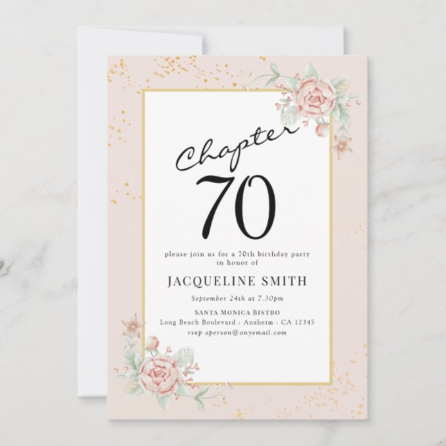 Elegant Floral 70th birthday Invitation (Front)