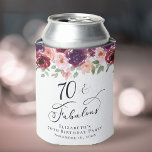 Elegant Floral 70th Birthday Party Can Cooler<br><div class="desc">Elegant can coolers for her 70th birthday party with "70 & Fabulous" in a chic calligraphy script and watercolor bouquets of burgundy red and blush pink florals with sage greenery.</div>