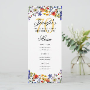 Elegant Floral 70th Birthday Party Menu  Invitation
