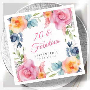 Elegant Floral 70th Birthday Party  Napkin