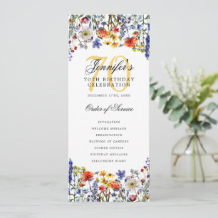 Elegant Floral 70th Birthday Party Program
