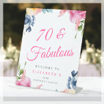 Elegant Floral 70th Birthday Party Welcome Pedestal Sign<br><div class="desc">Celebrate a milestone birthday in style with our 70th Birthday Welcome Sign! Featuring a colourful watercolor spring floral design on a clean white background, this pedestal sign is the perfect way to welcome your guests to your fabulous celebration. The elegant calligraphy lettering reads "70 and fabulous, " letting everyone know...</div>