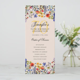 Elegant Floral 70th Birthday Program Champagne