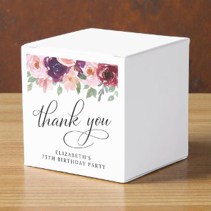 Elegant Floral 75th Birthday Party Thank You Favour Box