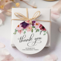 Elegant Floral 75th Birthday Party Thank You
