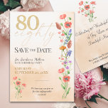 Elegant Floral 80th Birthday, 80 Years Watercolor Save The Date<br><div class="desc">Announce a milestone celebration with this elegant floral 80th birthday Save the Date card. Featuring delicate watercolor flowers and graceful script typography,  it's the perfect prelude to a memorable event. Personalise with the honoree's name and party details to set the tone for a sophisticated gathering. Enjoy!</div>