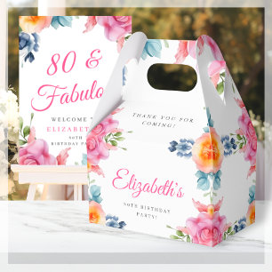 Elegant Floral 80th Birthday Favour Box
