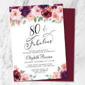 Elegant Floral 80th Birthday Party Invitation