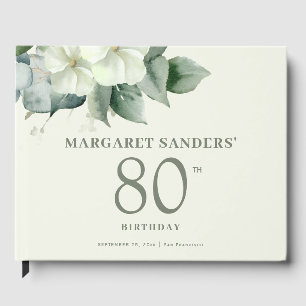 Elegant floral 80th birthday personalised guest book