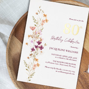 Elegant Floral 80th Wildflower Birthday