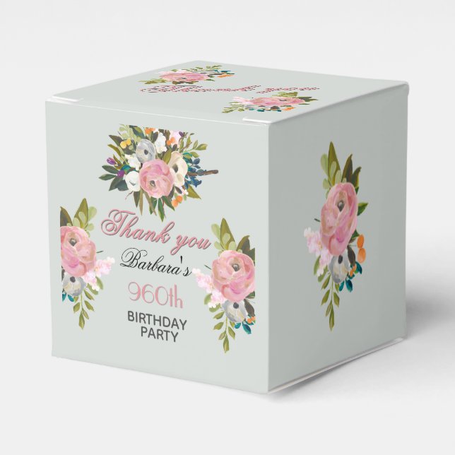 Elegant Floral 90th Birthday  Favour Box (Front Side)