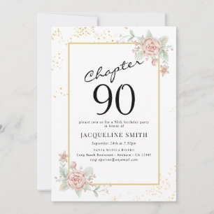 Elegant Floral 90th birthday Invitation