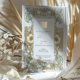 Elegant Floral 90th Birthday Party Foil Accents