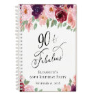 Elegant Floral 90th Birthday Party Guest Book
