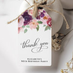 Elegant Floral 90th Birthday Party Thank You Gift Tags<br><div class="desc">Elegant  thank you tags for your 90th birthday party favours featuring "thank you" and "90 & Fabulous" in a stylish calligraphy script and watercolor bouquets of burgundy red and blush pink florals with sage greenery. Personalise with your name.</div>