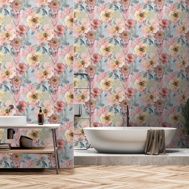Elegant Floral Abstract Wallpaper (Bathroom)