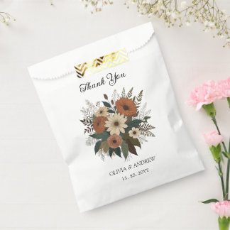 Elegant floral accents soft colour palette classic favour bag