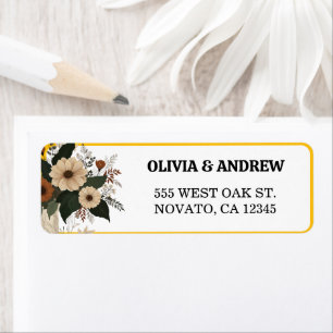 Elegant floral accents soft colour palette Return Address Label