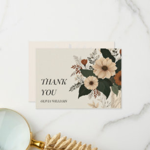 Elegant floral accents soft colour palette  thank you card
