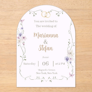 Elegant Floral Acrylic Wedding Invitation Editable