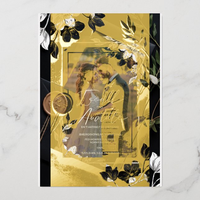 Elegant Floral Acrylic Wedding Invitation with Wax (Front)