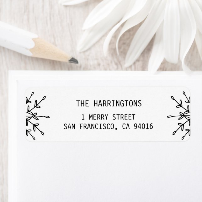Elegant Floral Address Labels with Leaves Branches (Insitu)