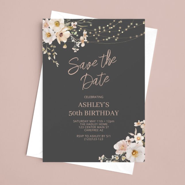 Elegant Floral Adult Birthday Save The Date (Creator Uploaded)