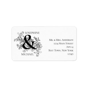 Elegant Floral Ampersand Couples Names Address Label