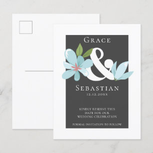 Elegant Floral Ampersand Wedding Save The Date Announcement Postcard