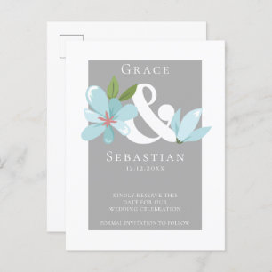 Elegant Floral Ampersand Wedding Save The Date Announcement Postcard