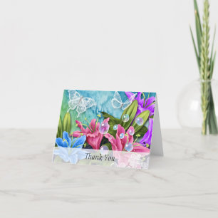Elegant Floral and Butterfly All Occasion Note Car Thank You Card