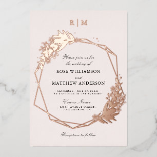 elegant floral and calligraphy rose gold