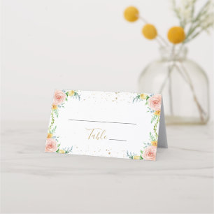 Elegant Floral and Gold Place Card