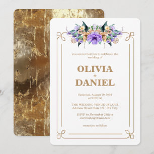 Elegant Floral And Gold Wedding Invitation
